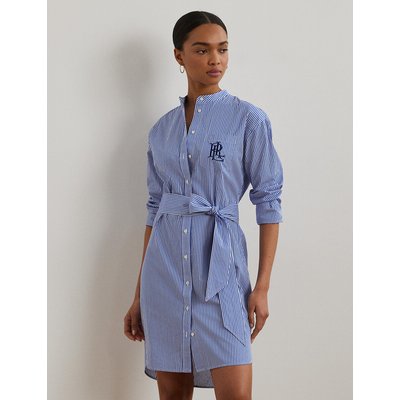 Robe chemise courte rayée col mao, manches longues LAUREN RALPH LAUREN