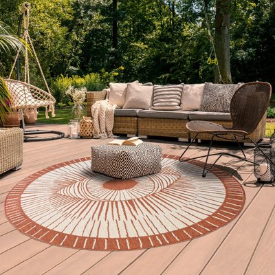 Tapis rond d'extérieur, kilim reversible EX1 B UN AMOUR DE TAPIS