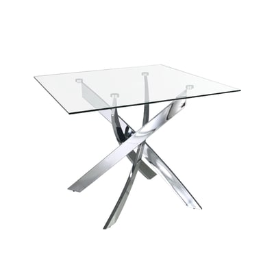 Table à manger carrée en verre trempé et acier chromé ANGEL CERDA