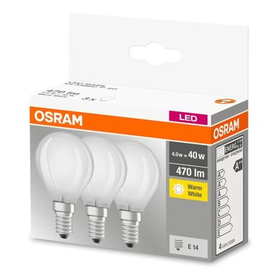 Boîte 3 Ampoules Led Sphérique Dépoli E14 4w=40 Chaud OSRAM