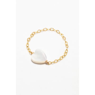 Bague chaînette Coeur - Nacre YAY PARIS