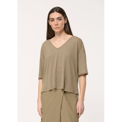 T-shirt ample kaki en lin et lyocell HUMILITY