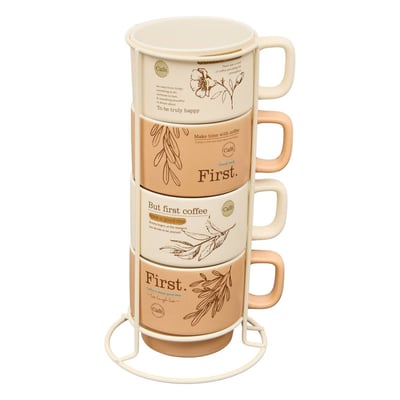 Rack de 4 mugs en porcelaine WELLNESS ATMOSPHERA