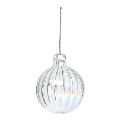 Boule de Noël en verre 60mm strie blanche ATMOSPHERA