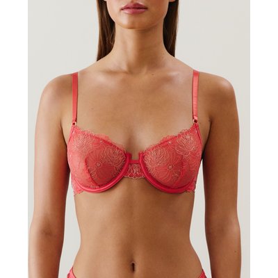 Soutien-gorge corbeille en mesh brodé fleuri rose LINDAIZ PRALIN UNDIZ