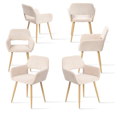 Lot de 6 chaises de salle à manger velours côtelé scandinave,Cromwell MEUBLES COSY