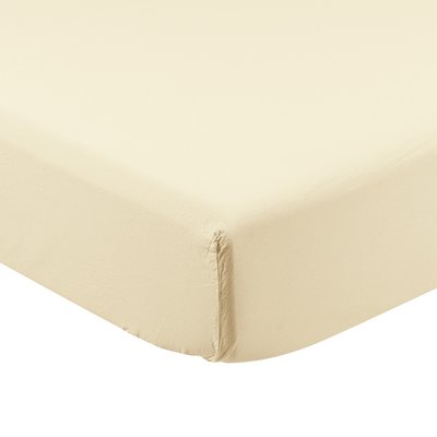 Drap housse coton lavé bio SOUFFLE CARRE BLANC