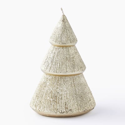 Bougie sapin, H13,5xD9cm, en cire MONOPRIX