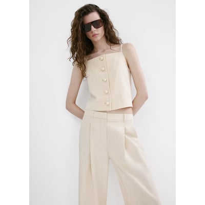 Pantalon lyocell taille normale MANGO