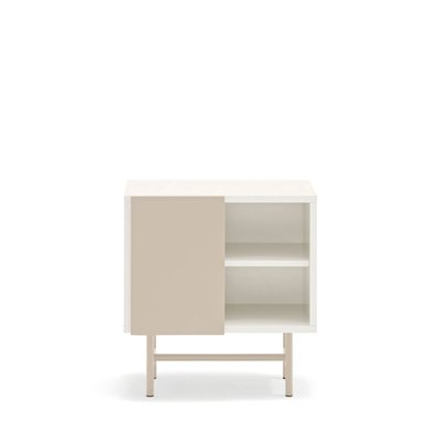 Table de chevet avec 1 porte coulissante en bois et métal - Nube TEULAT
