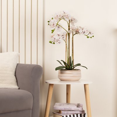 58cm Artificial White Speckled Orchid in Pot SO'HOME