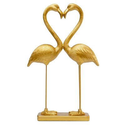 Déco couple c?ur flamants dorés 39cm KARE DESIGN