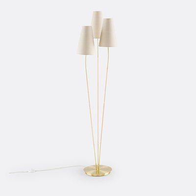Lampadaire triple en laiton, lin & rotin, Amaya LA REDOUTE INTERIEURS