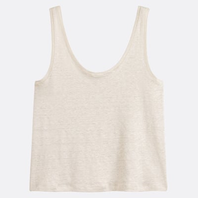 Losvallende tanktop met ronde hals van linnen LA REDOUTE COLLECTIONS