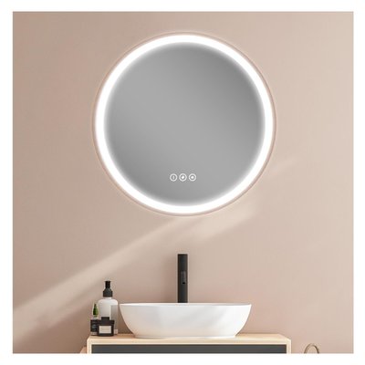 Miroir LED rond D60cm avec cadre en bois GLIMMA MOB IN