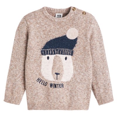 Crew Neck Jumper/Sweater with Jacquard Bear LA REDOUTE COLLECTIONS