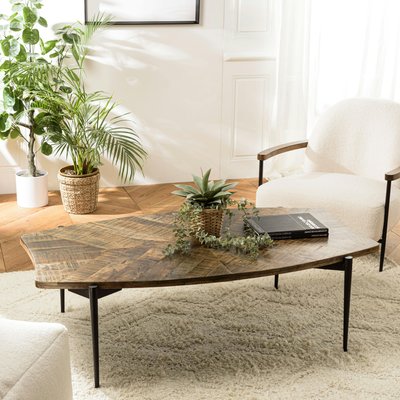 Table de salon forme oblongue bois recyclé chevrons KORKAI PIER IMPORT