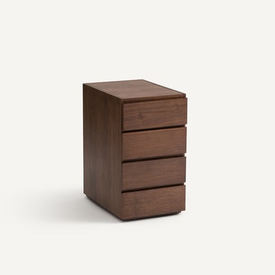 Cajonera de escritorio de 4 cajones chapada en nogal, Working AM.PM