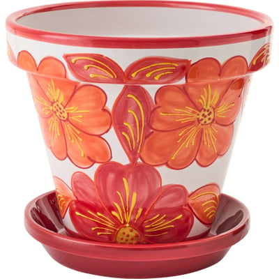 Cache-pot en céramique motif fleurs RECOLLECTION