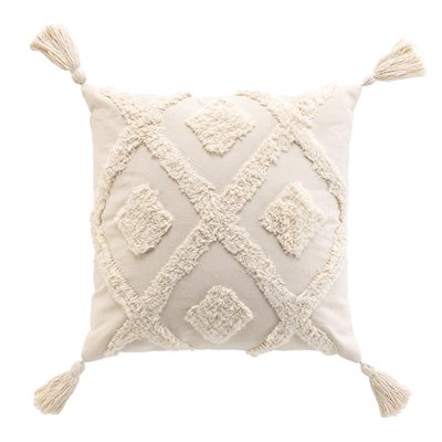 Coussin pompons et tufte Incas DOUCEUR D'INTÉRIEUR