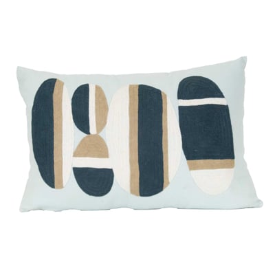 Coussin brodé motif galets de plage SUD ETOFFE