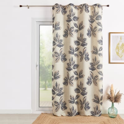 Rideau poly-lin imprimé fleur aquarelle - QABANE HOME MAISON