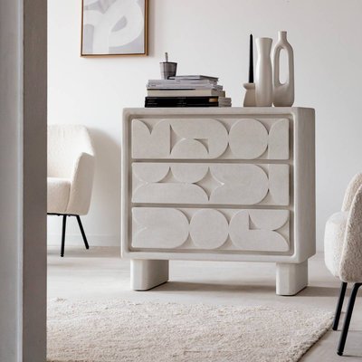 Commode en MDF blanc effet béton  DANAÉ MADE IN MEUBLES 