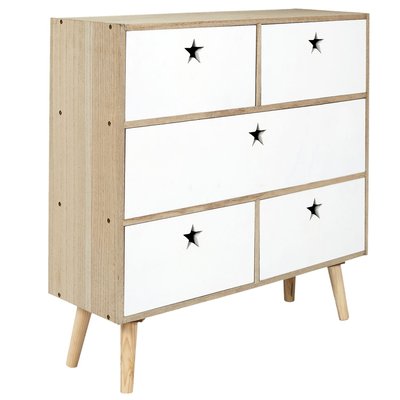 Commode 5 tiroirs Like a Star - en MDF et Bois de Pin TOILINUX