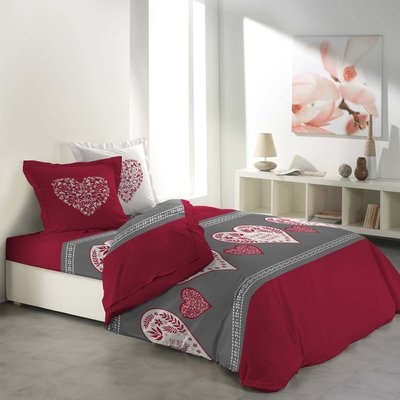Parure de Drap + 2 taies d'oreiller Flanelle Home Sweet Home DOUCEUR D'INTÉRIEUR
