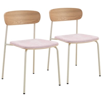 Lot de 2 chaises en métal, bois et tissu, LEXY OVIALA