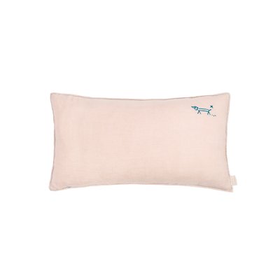 Coussin rectangulaire brodé  L1N0 en lin français lavé NOBODINOZ
