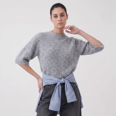Pull femme en maille duveteuse et manches ballon LYCIE ARTLOVE