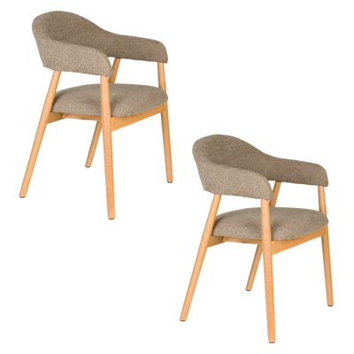 Fauteuil rembourré en tissu et bois Indy lot de deux BOITE A DESIGN