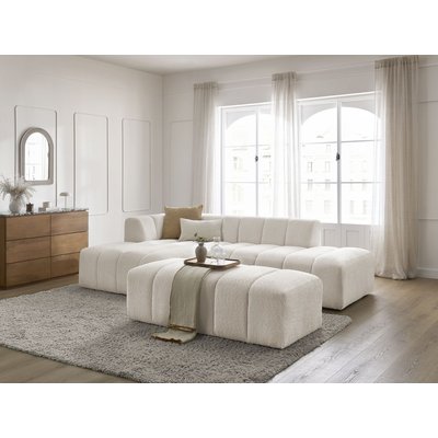 Canapé modulable 4 places en tissu bouclette avec pouf, ANNECY BOBOCHIC