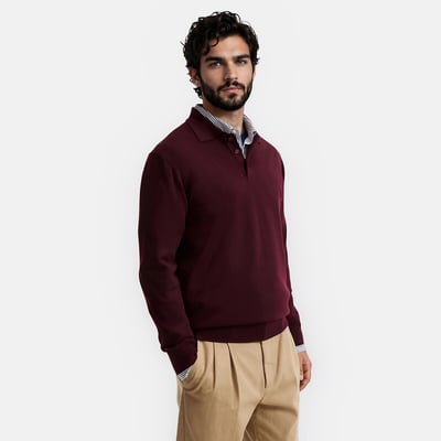 Pull col polo en laine mérinos LA REDOUTE COLLECTIONS