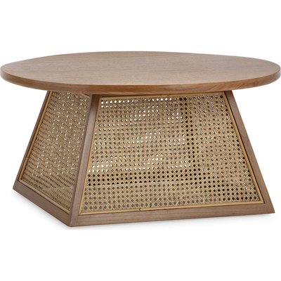 Table basse en bois de cèdre et rotin naturel élégance salon RECOLLECTION