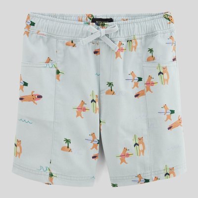 Short élastiqué imprimé en coton MONOPRIX