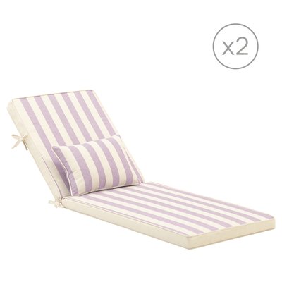 Coussin chaise longue, rayé, lot de 2, Eolias DEFORA HOME
