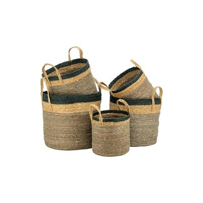 Série de 5 cache-pots en jonc avec anses – Idéals pour plantes d'intérieur AUBRY GASPARD