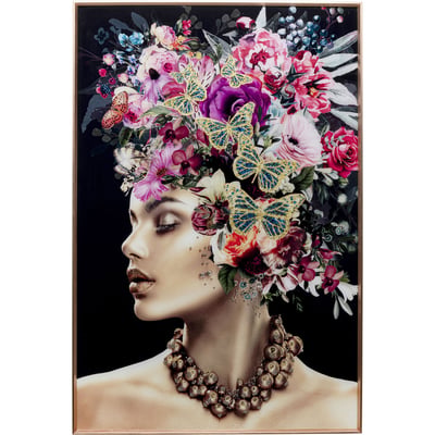 Tableau femme fleurs et papillons KARE DESIGN