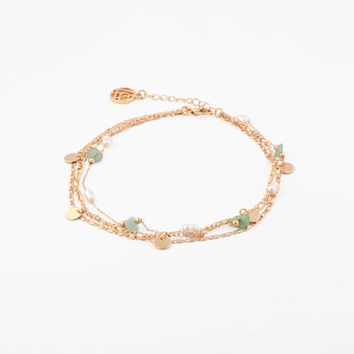 Chaine de cheville multi chaine et pierre d'Aventurine BALABOOSTE