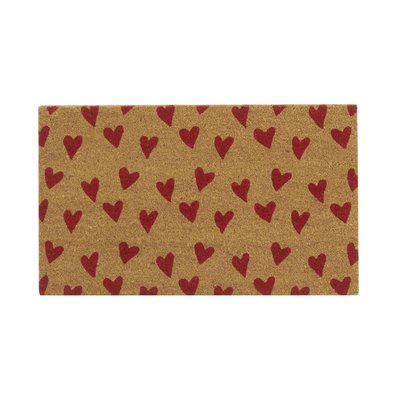 Paillasson coco intérieur extérieur 75 x 45 cm Coeurs imprimés rouges AUBRY GASPARD