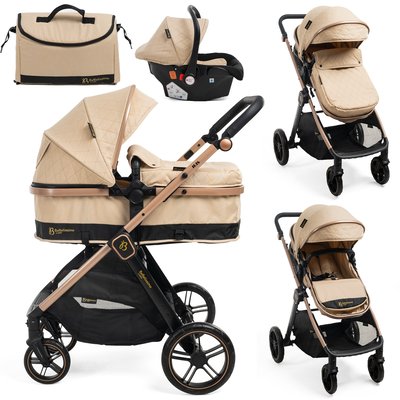 BEBELISSIMO - Poussette combinée trio 3 en 1 - siège auto 0+ IRIS – nacelle – dès la naissance – jusqu’à 22kg  - beige BEBELISSIMO J'AIME