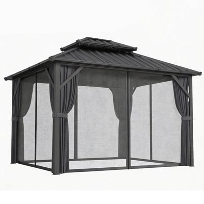 Gazebo Acier Galvanisé Gris Foncé OUTSUNNY