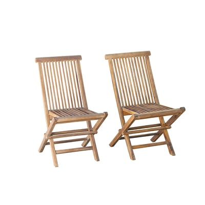 Lot de 2 chaises de jardin en teck huilé pliantes  BALI BERAH GETAH