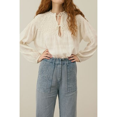 Blouse brodée col rond, manches longues, NICOLETTA LOUISE MISHA