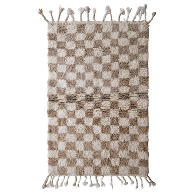 Tapis berbere en laine à carreaux beige AFK LIVING