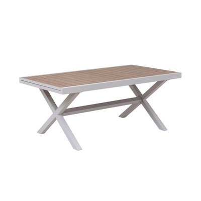 Table de jardin blanche et effet bois en aluminium  AYDEN MADE IN MEUBLES 
