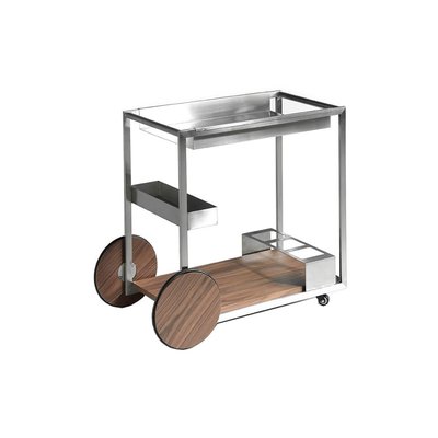 Chariot de minibar en acier poli et bois ANGEL CERDA