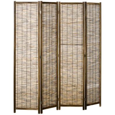 Paravent intérieur 4 panneaux pliables bois roseau HOMCOM